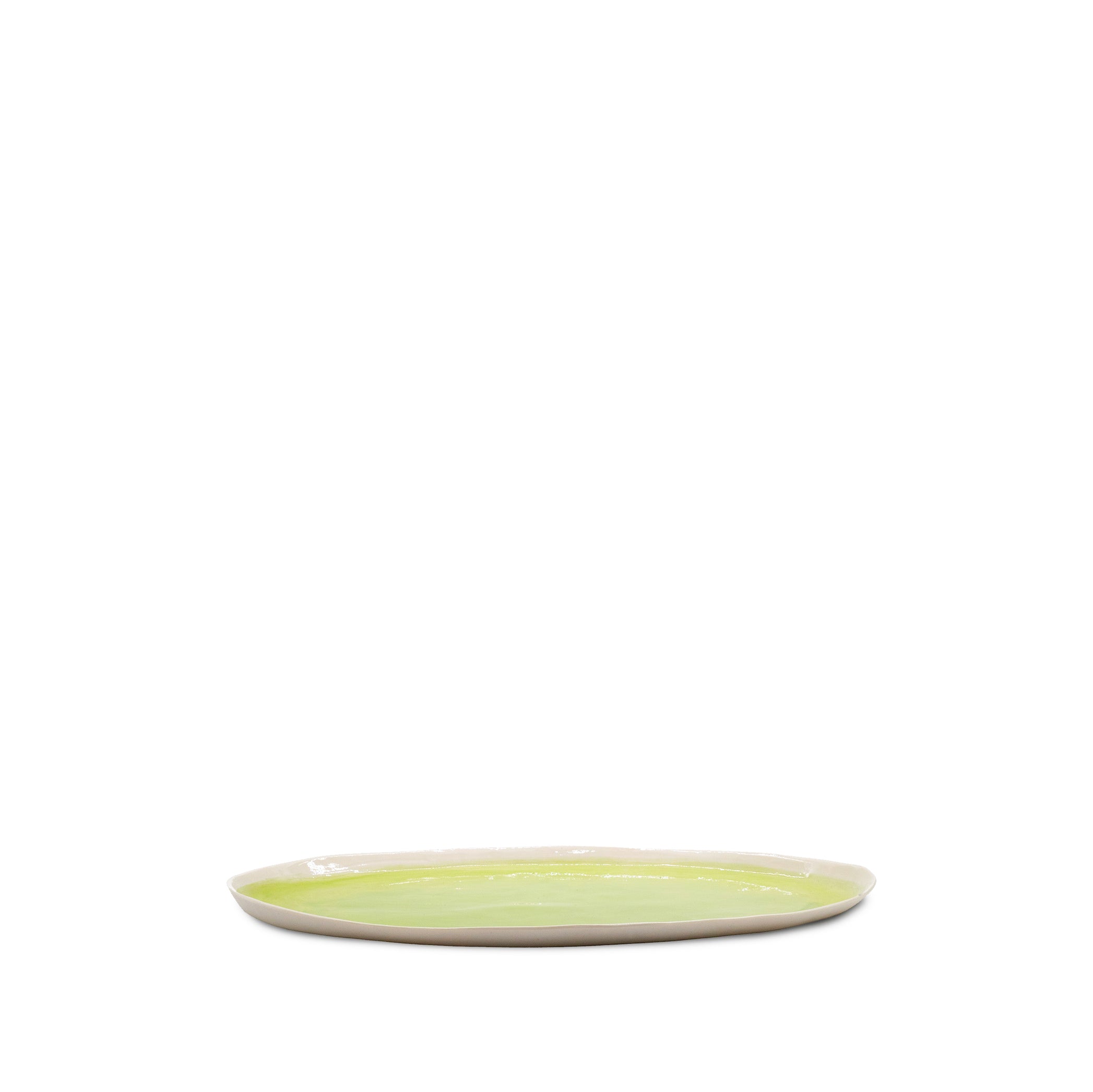 Large Lime Green Fish Serving Platter with White Rim, 33cm