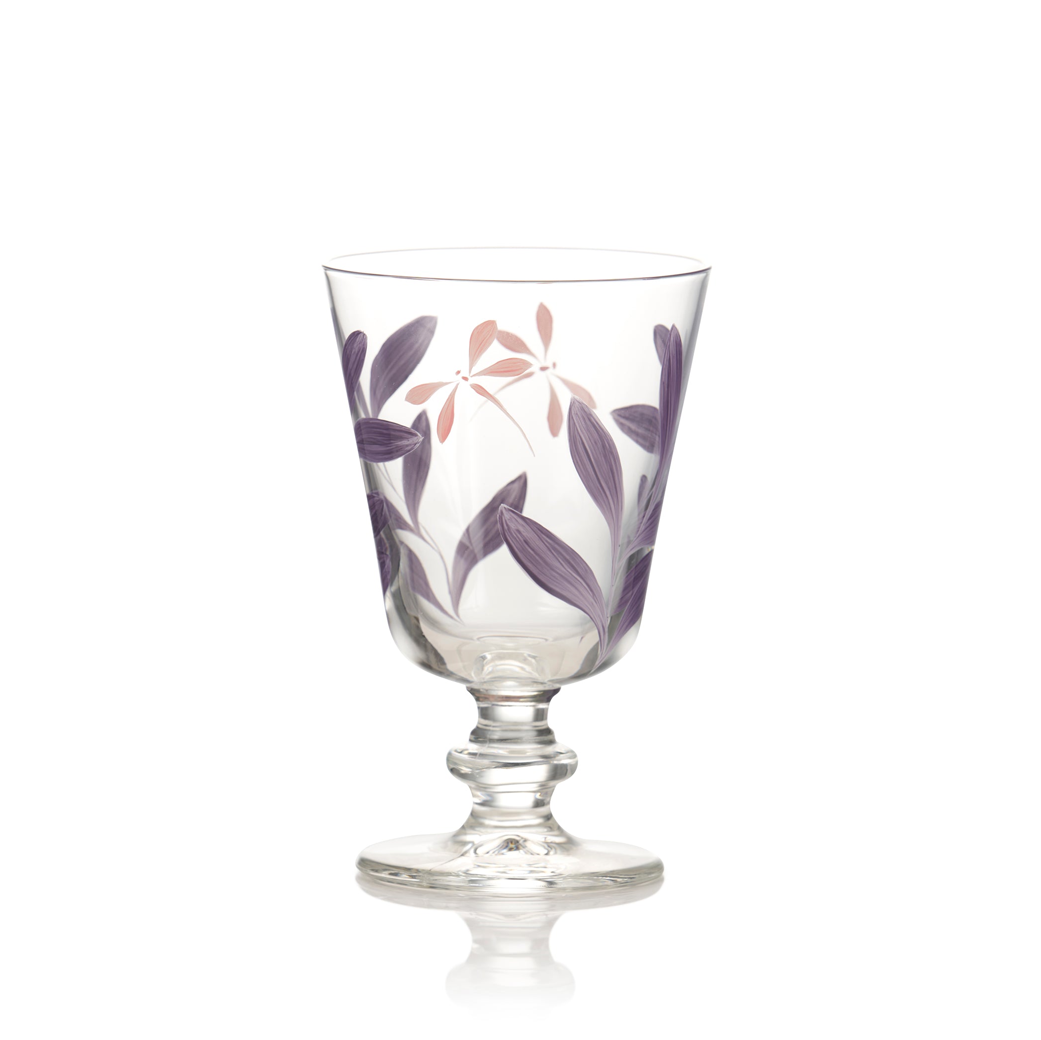 Purple Leaf & Dragonfly Wine Glass