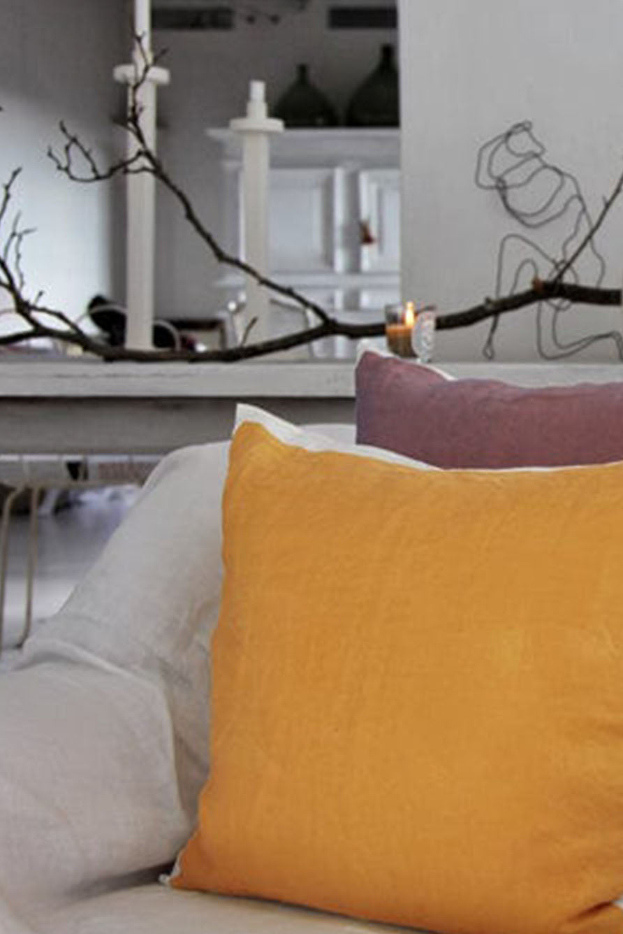 Hand Painted Linen Cushion in Grape, 50cm x 50cm