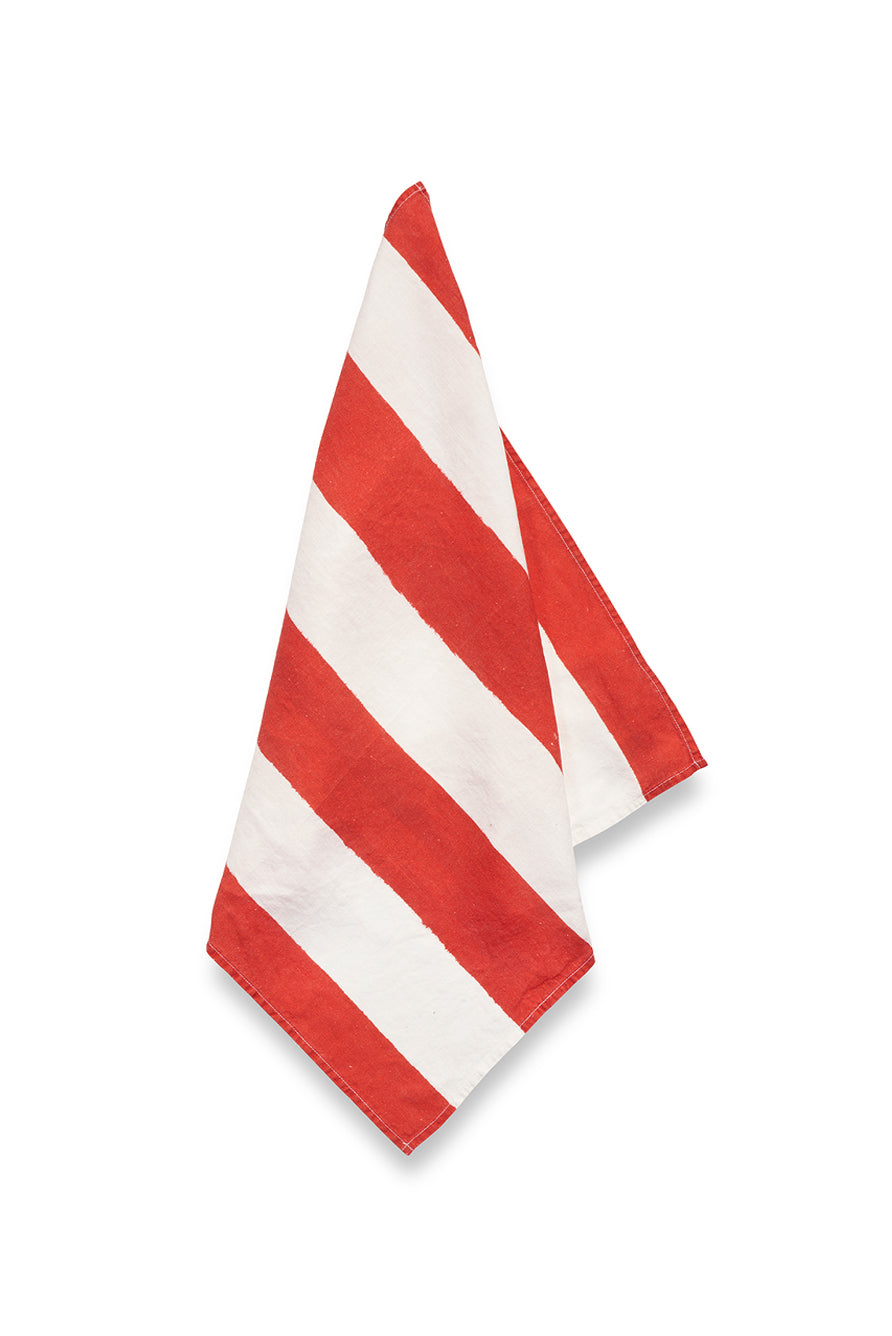 Stripe Linen Napkin in Red & White, 50x50cm