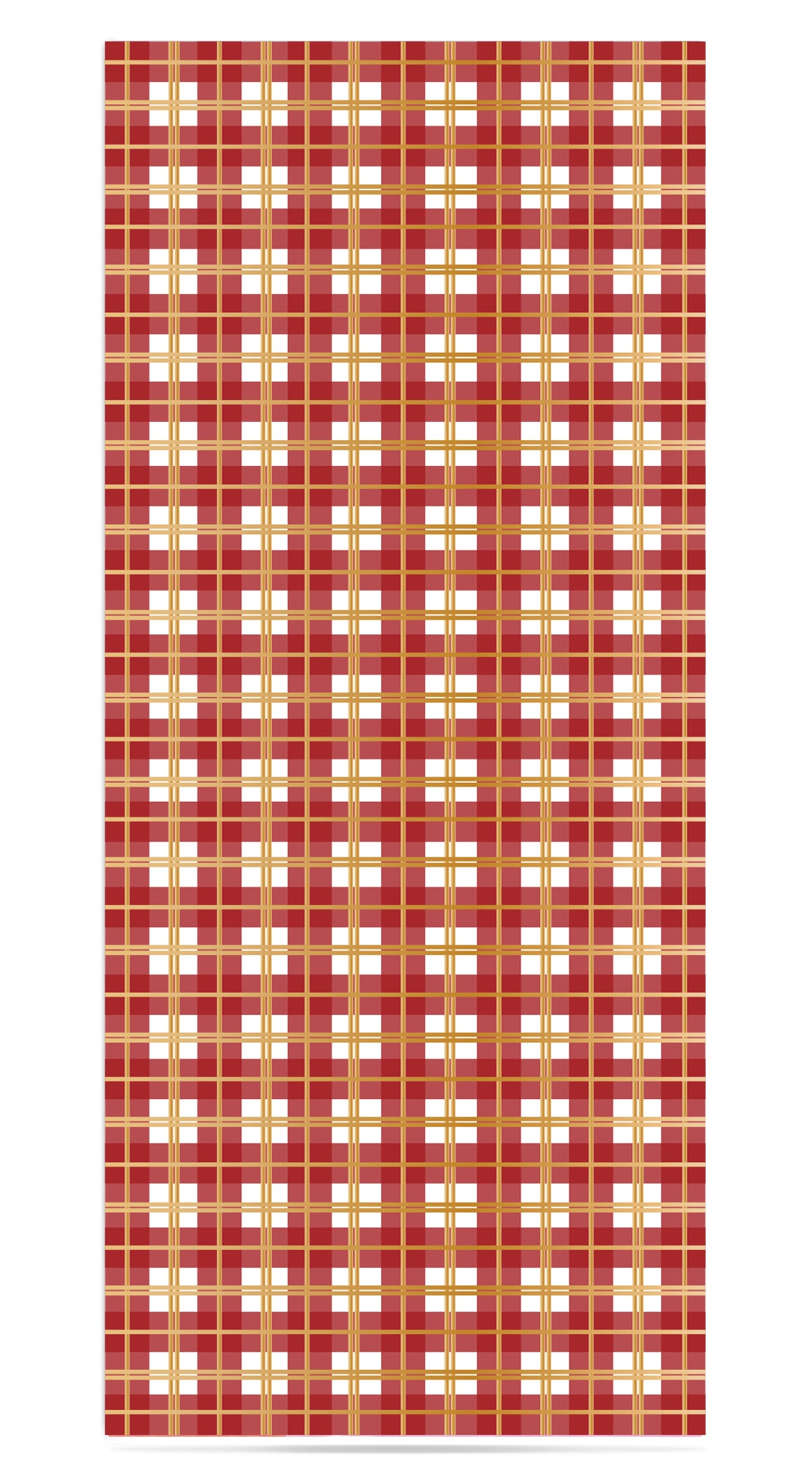 Tartan Linen Tablecloth in Gold and Claret Red