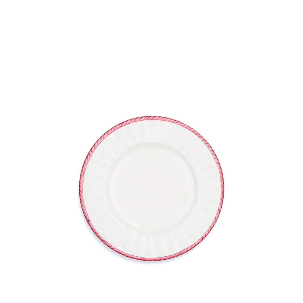 Rattan Effect Hand-Painted Bordeaux Rim Side/Dessert Plate, 21cm