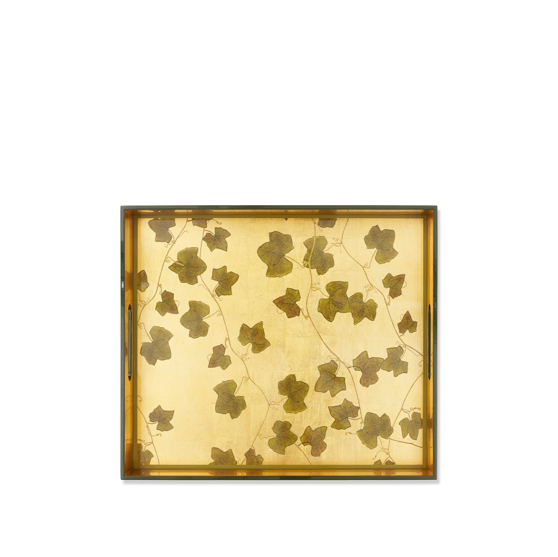 Gold Leaf 'Ivy' Rectangular Lacquered Tray, 40 x 23cm