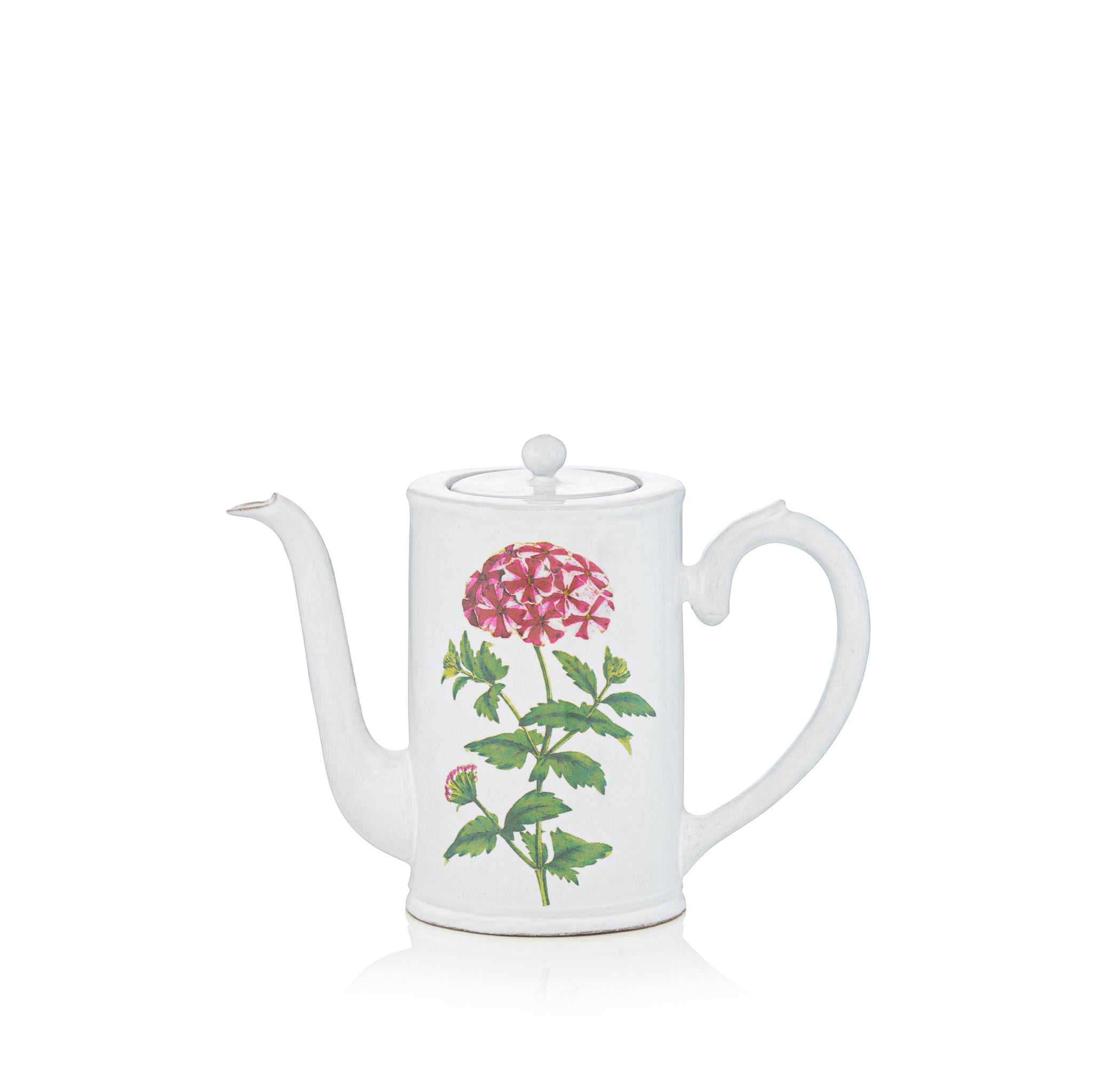 White Ceramic Red Star Phlox Coffee Pot by Astier de Villatte, 17cm