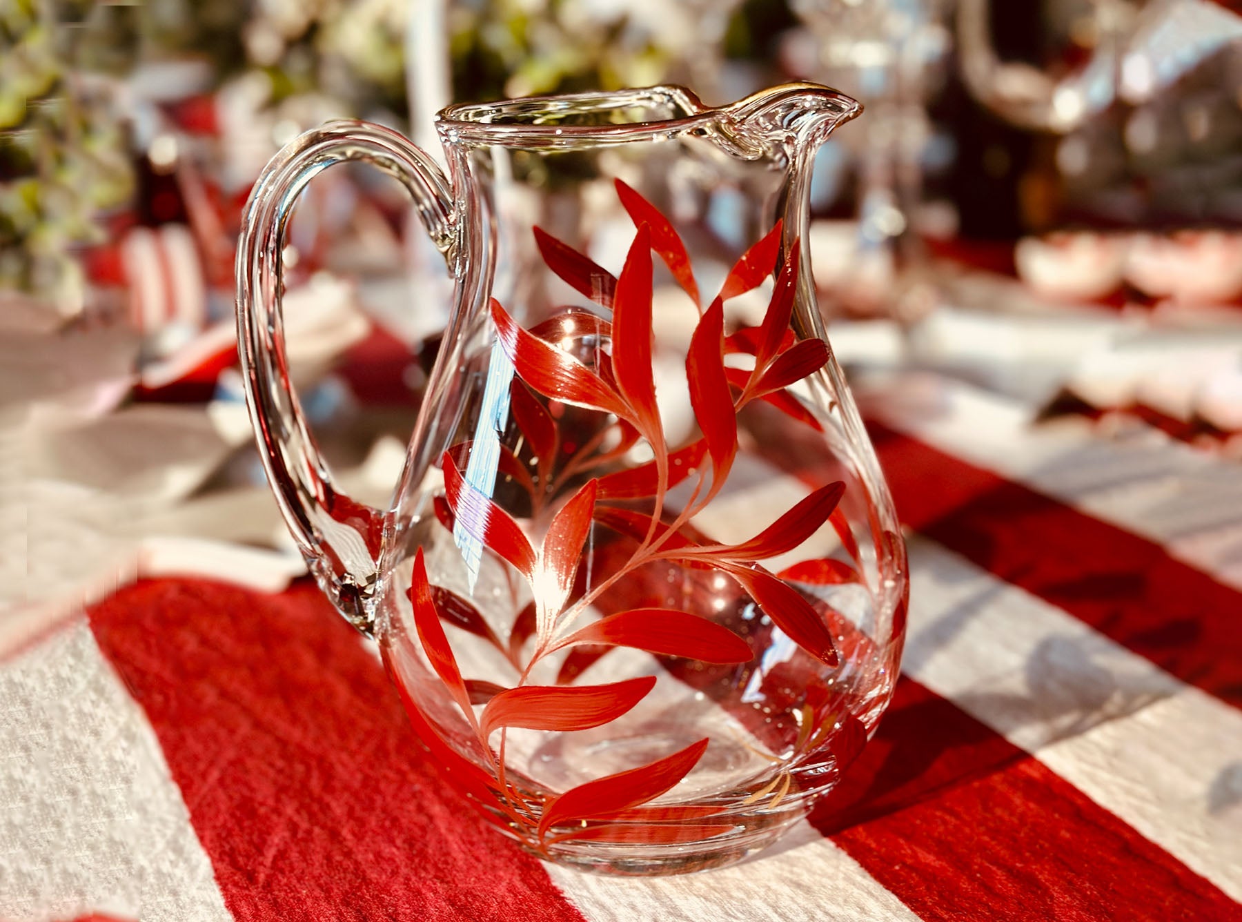 Olive Leaf Burgundy & Gold Dragonfly Jug