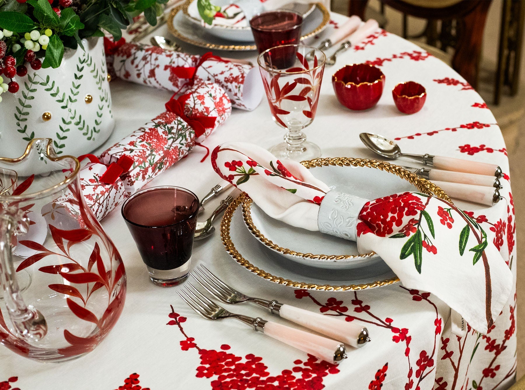 Olive Leaf Burgundy & Gold Dragonfly Wine Glass