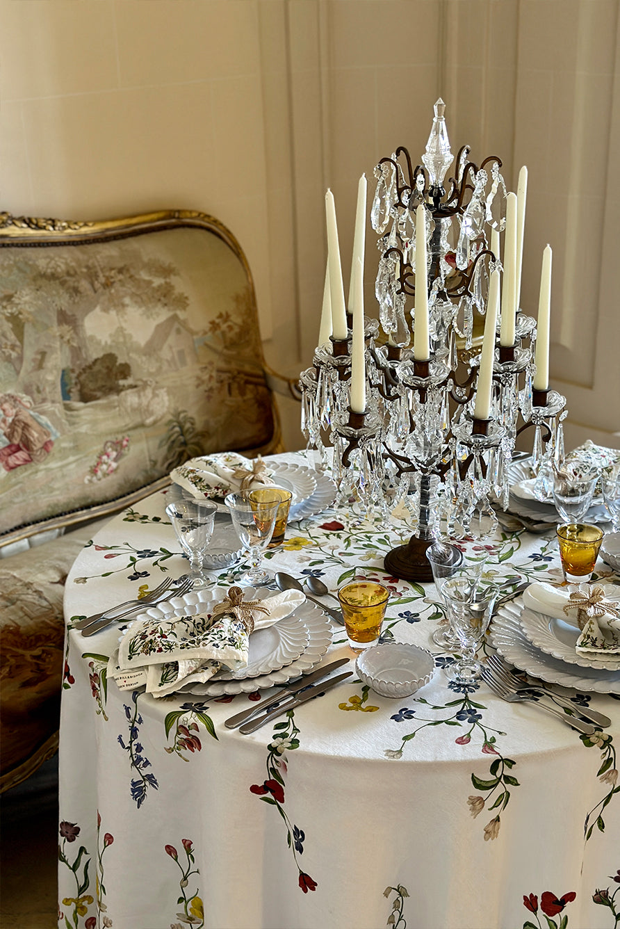S&B x John Derian 'Botanical Wildflower' Round Linen Tablecloth, 260cm