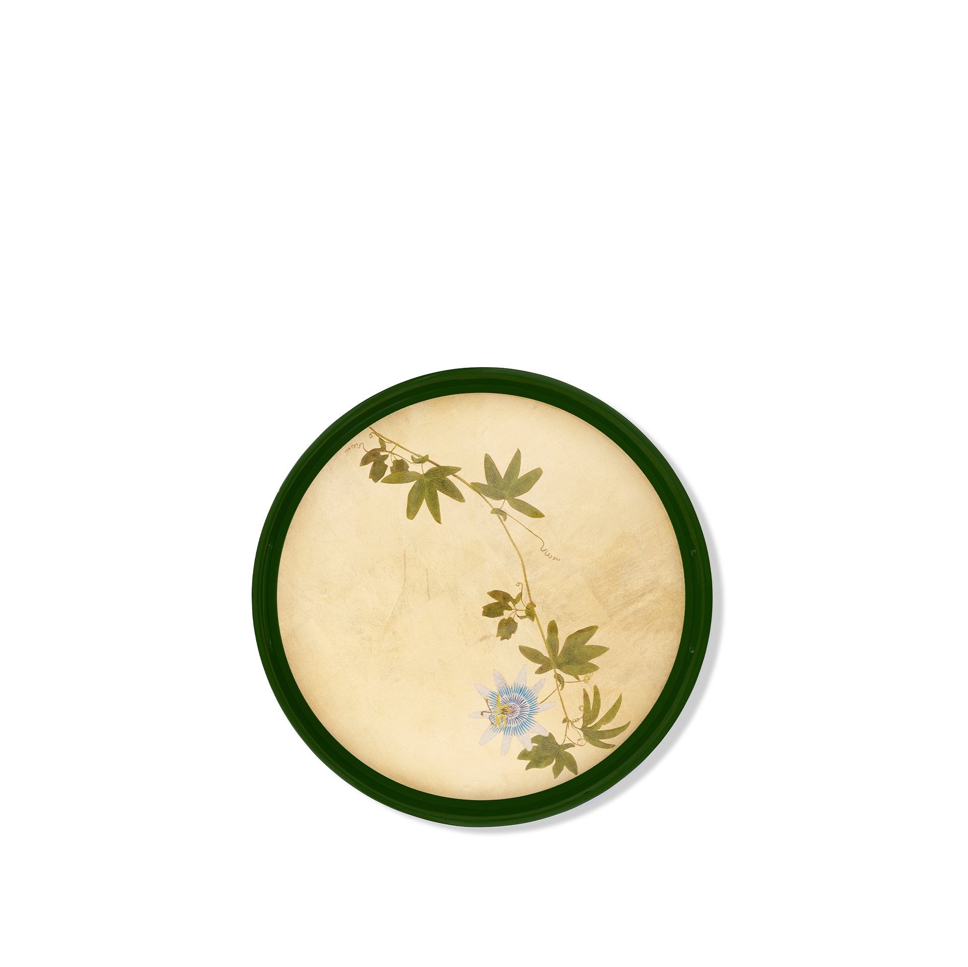 Gold Leaf 'Passiflora' Round Lacquered Tray, 35cm
