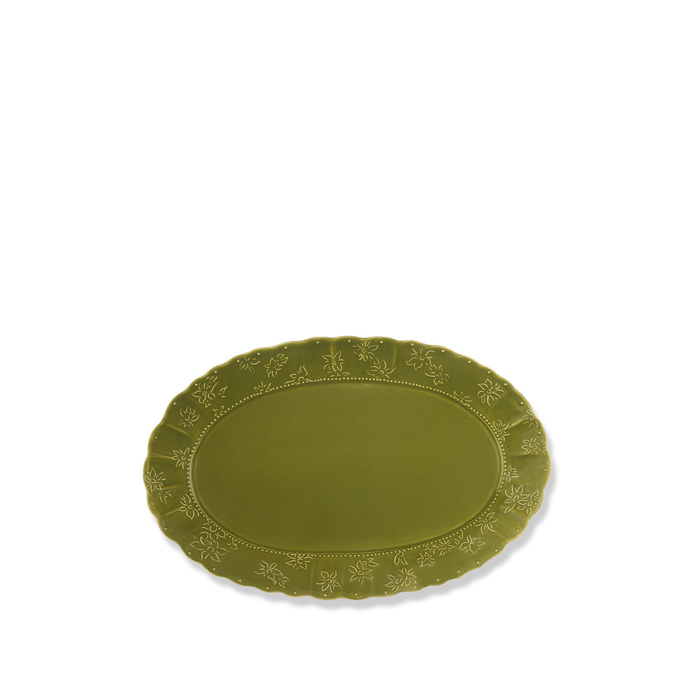 Bernadette's Falling Flower Green Oval Platter, 46cm