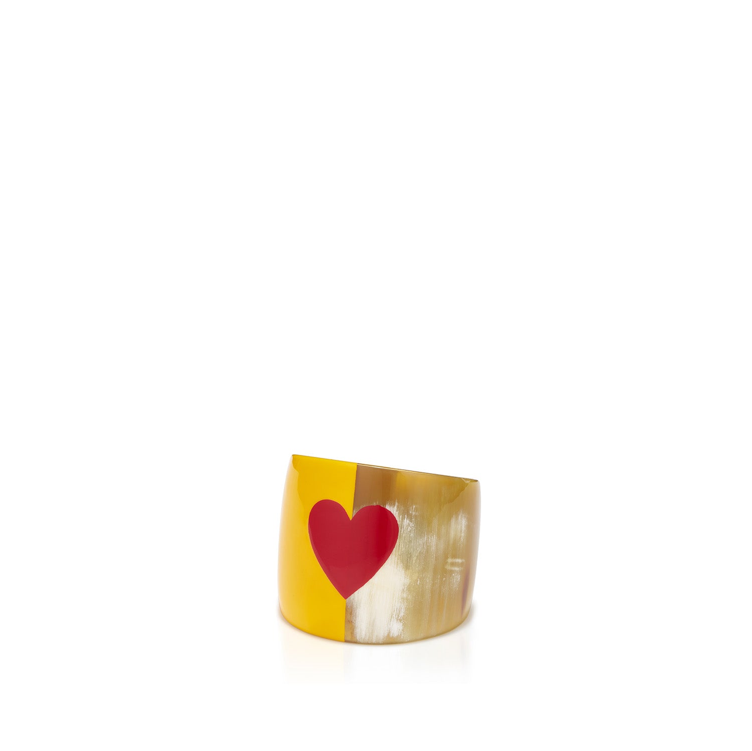 S&B Heart Yellow Lacquer & Horn Napkin Ring