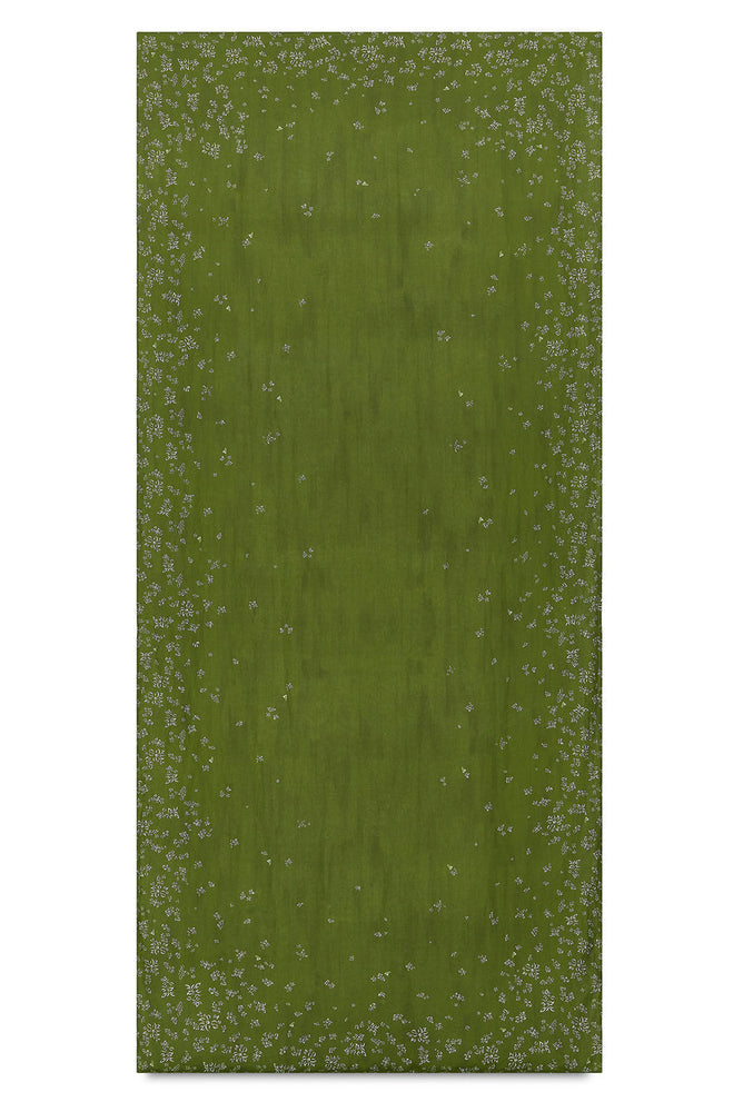 'S&Bee Falling Flower' Linen Tablecloth in Avocado Green
