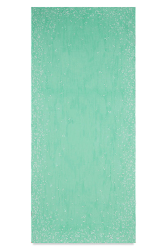 'S&Bee Falling Flower' Linen Tablecloth in Celadon Blue