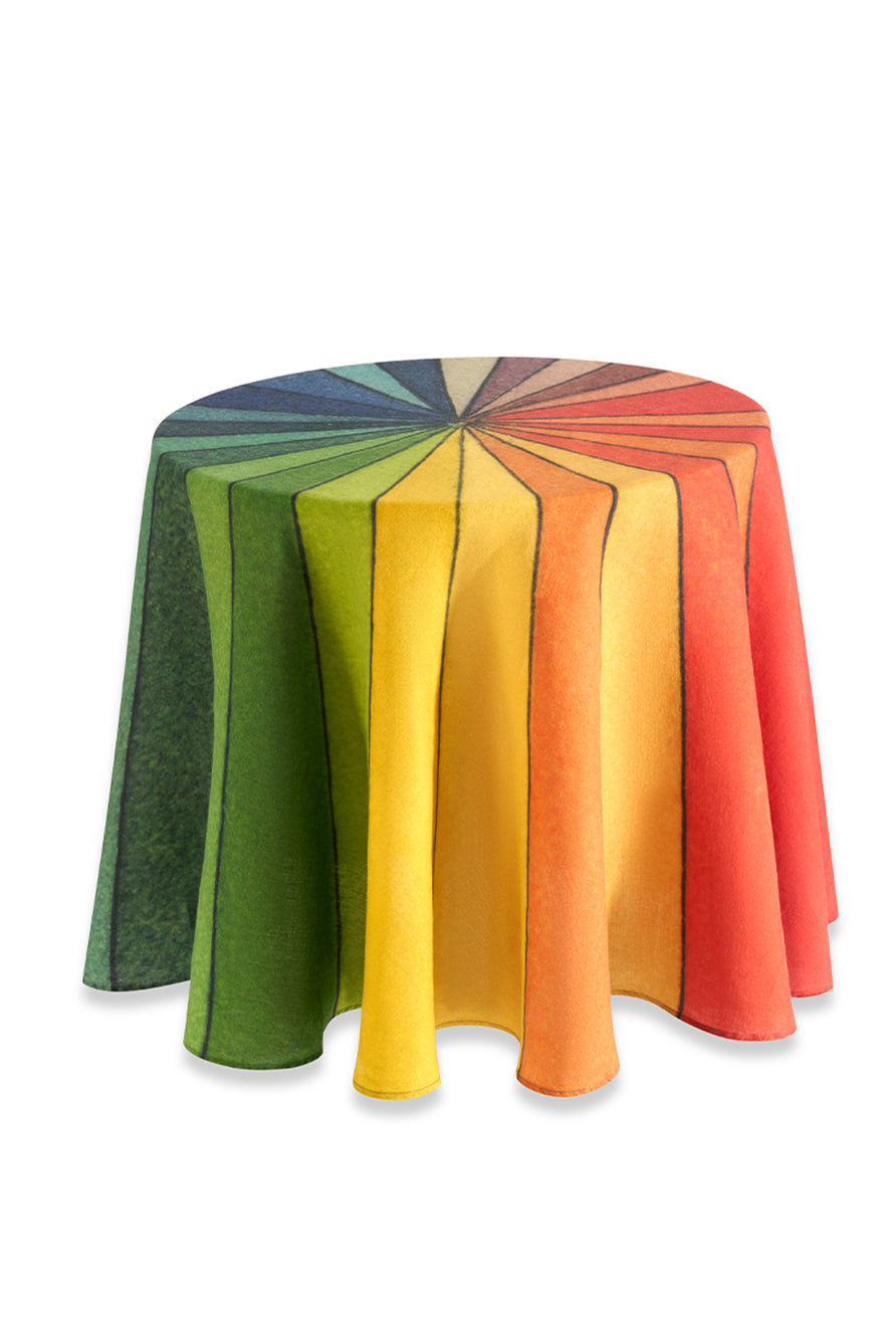 S&B x John Derian 'Colour Wheel' Round Occasional Linen Tablecloth, 165cm