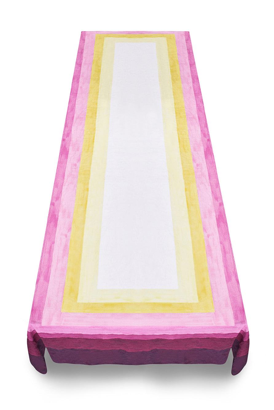 'Shades Of Pink' Striped Linen Tablecloth