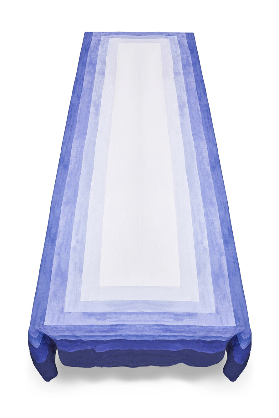 'Shades Of Blue' Striped Linen Tablecloth