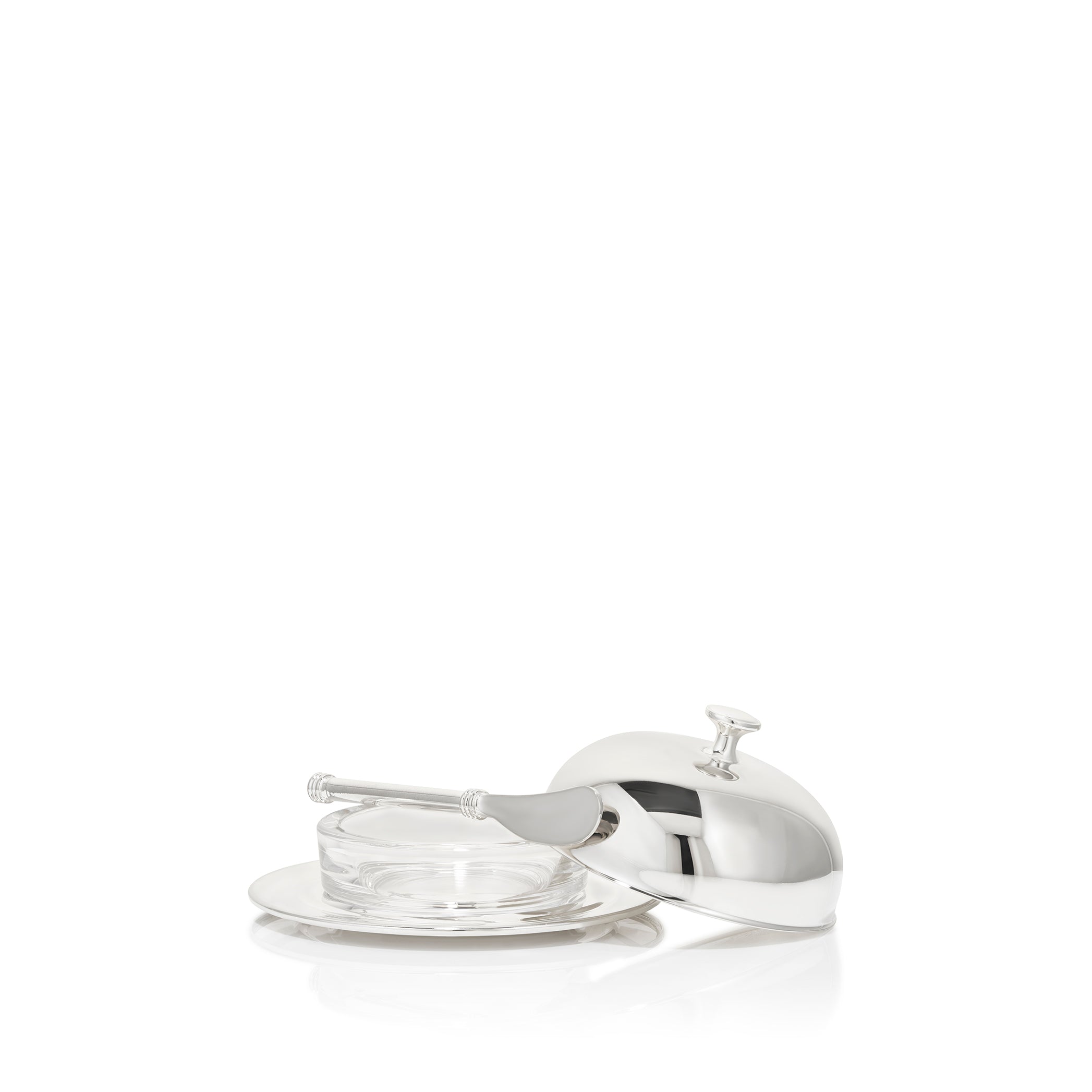 Silver Plated Butter Dish & Knife, 14cm