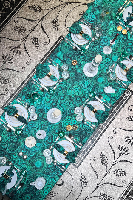 'Malachite' Linen Napkin in Emerald Green, 50x50cm