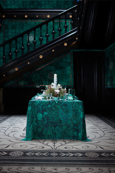 'Malachite' Linen Napkin in Emerald Green, 50x50cm