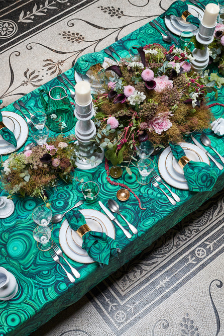 'Malachite' Linen Napkin in Emerald Green, 50x50cm