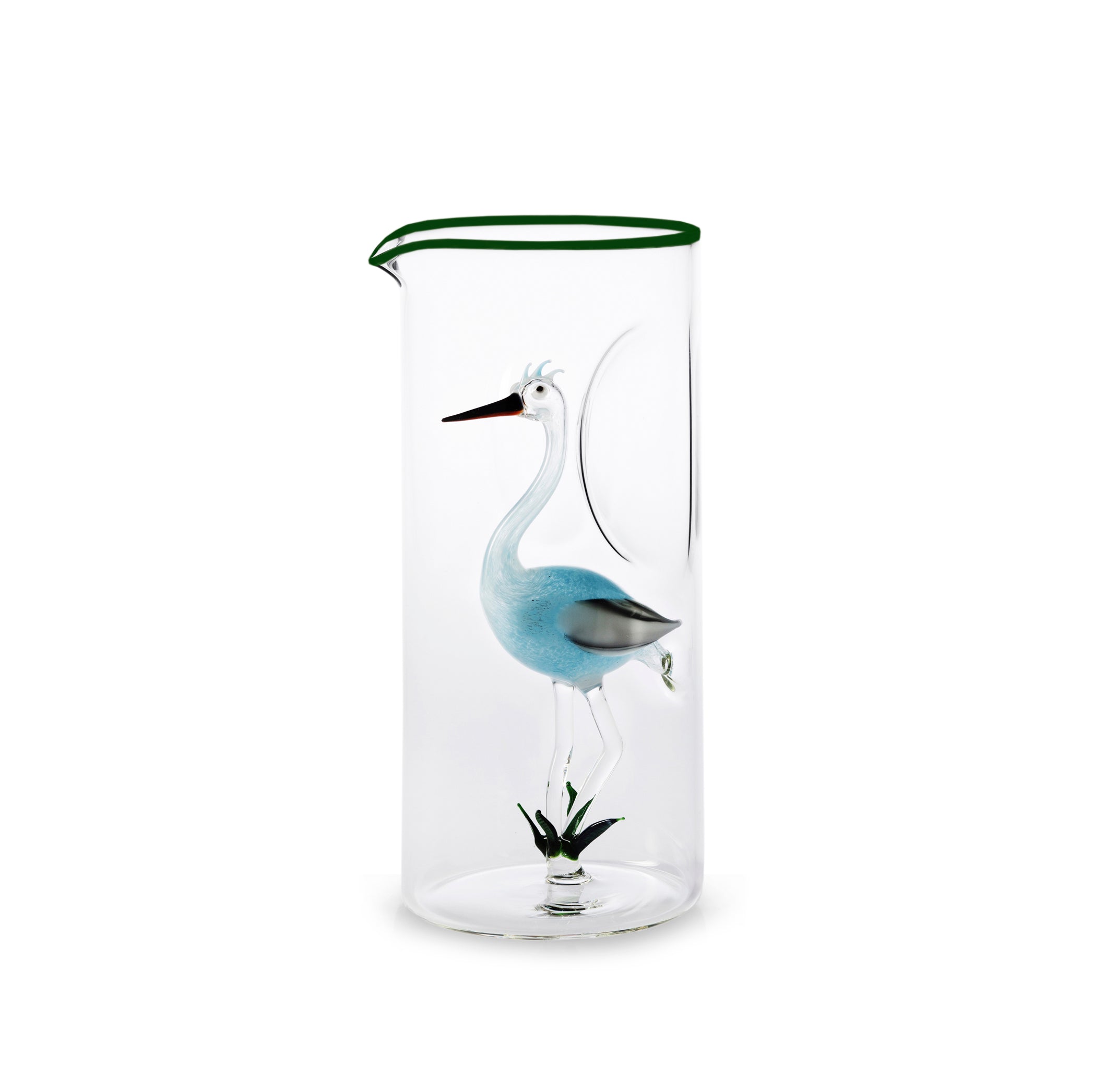 Handblown Glass Stork Carafe, 24.5cm