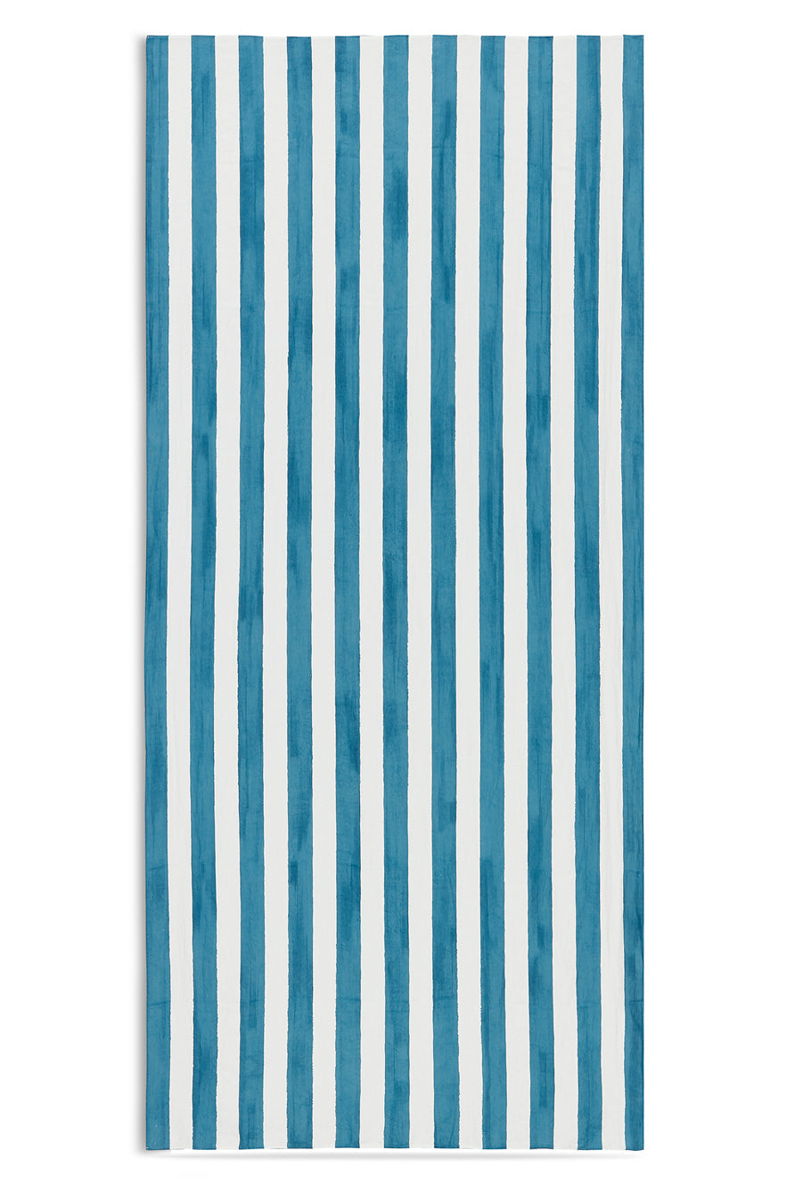 Stripe Linen Tablecloth in White & Blue