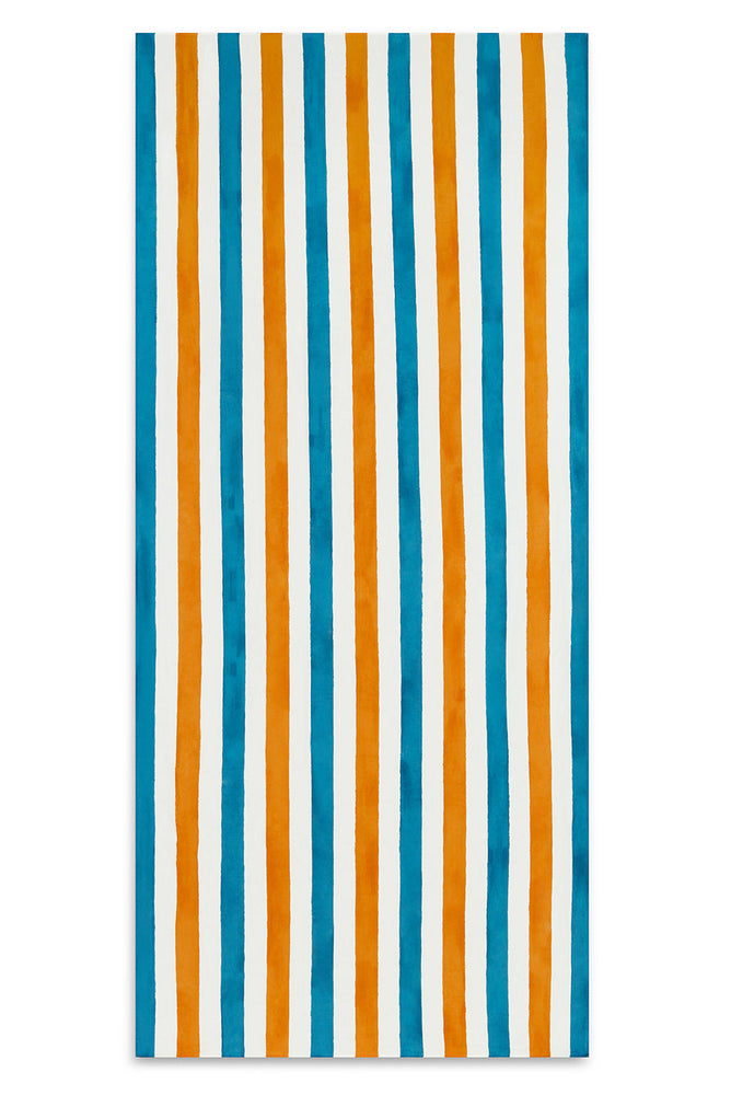 'Stripe' Linen Tablecloth in Sky Blue & Orange