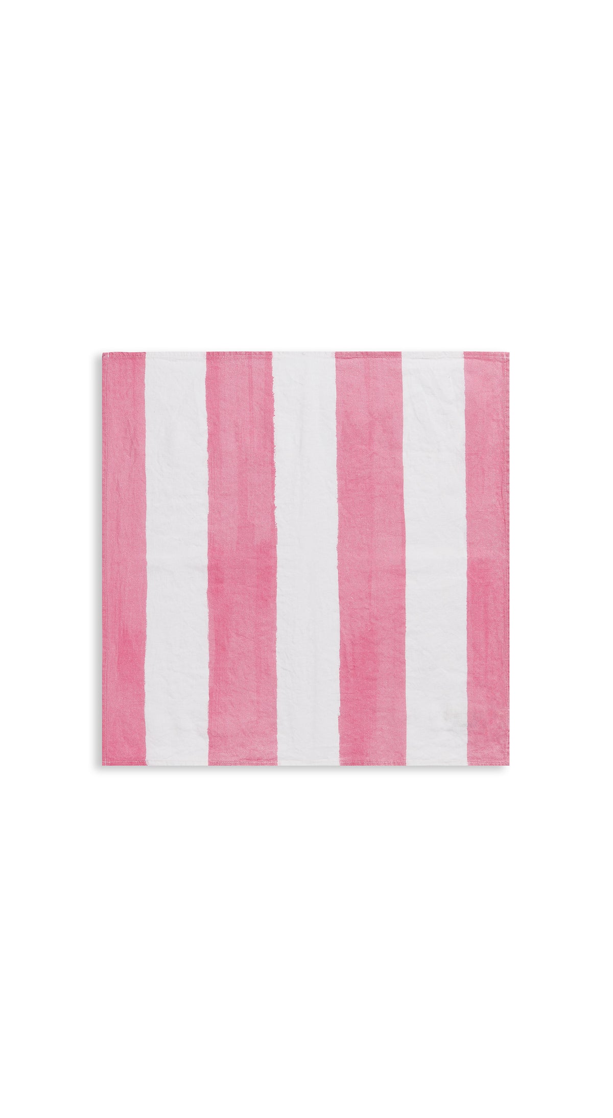 'Stripe' Linen Napkin in White & Rose Pink, 50x50cm