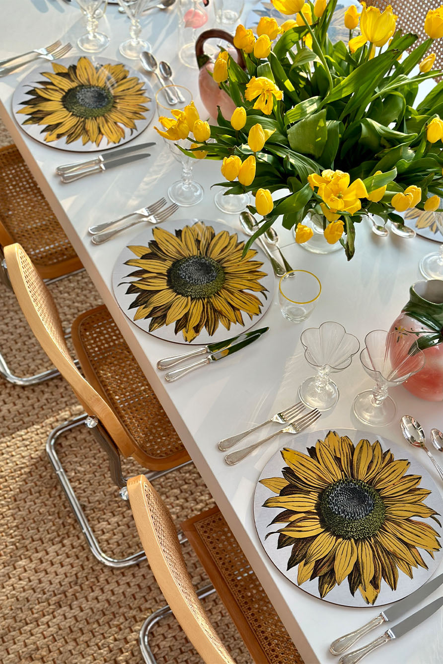 S&B x John Derian 'Sunflower' Round Cork-Backed Placemat, 34cm
