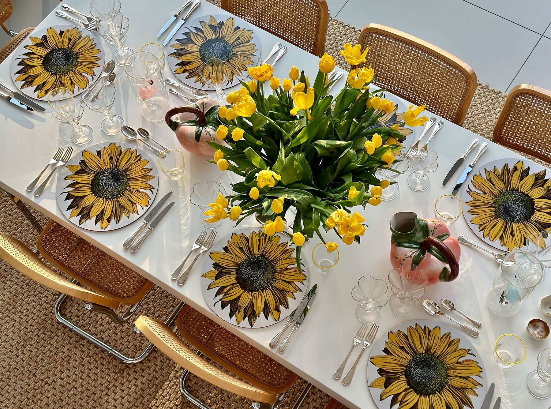 S&B x John Derian 'Sunflower' Round Cork-Backed Placemat, 34cm