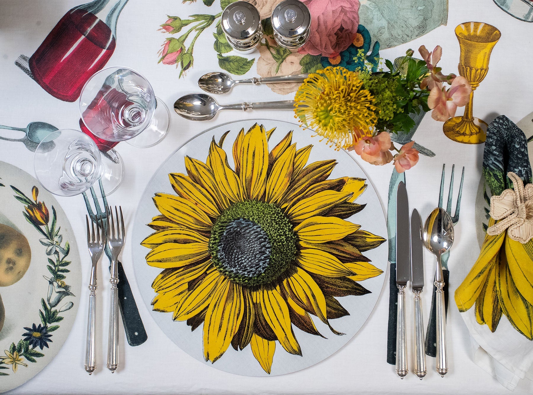 S&B x John Derian 'Sunflower' Round Cork-Backed Placemat, 34cm