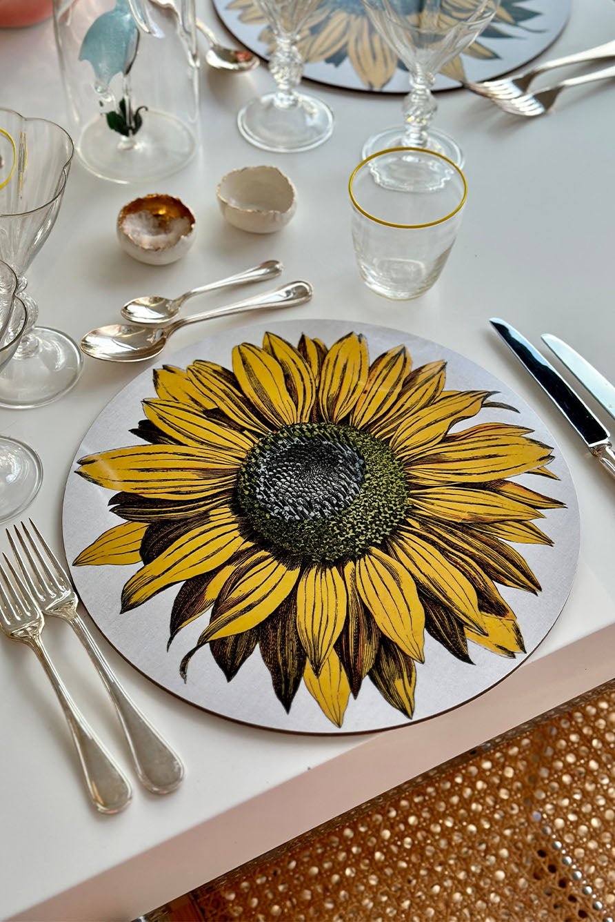 S&B x John Derian 'Sunflower' Round Cork-Backed Placemat, 34cm