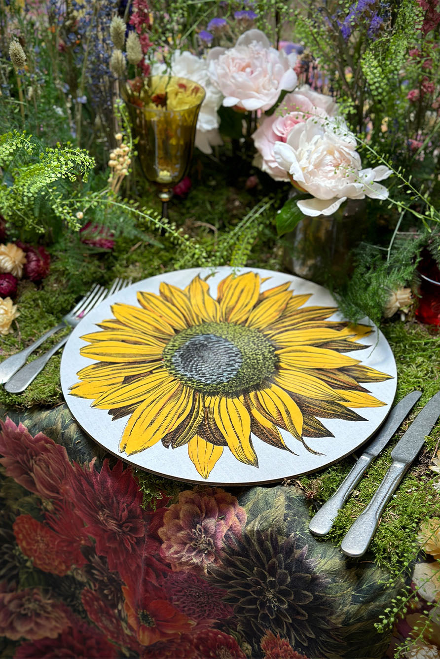 S&B x John Derian 'Sunflower' Round Cork-Backed Placemat, 34cm