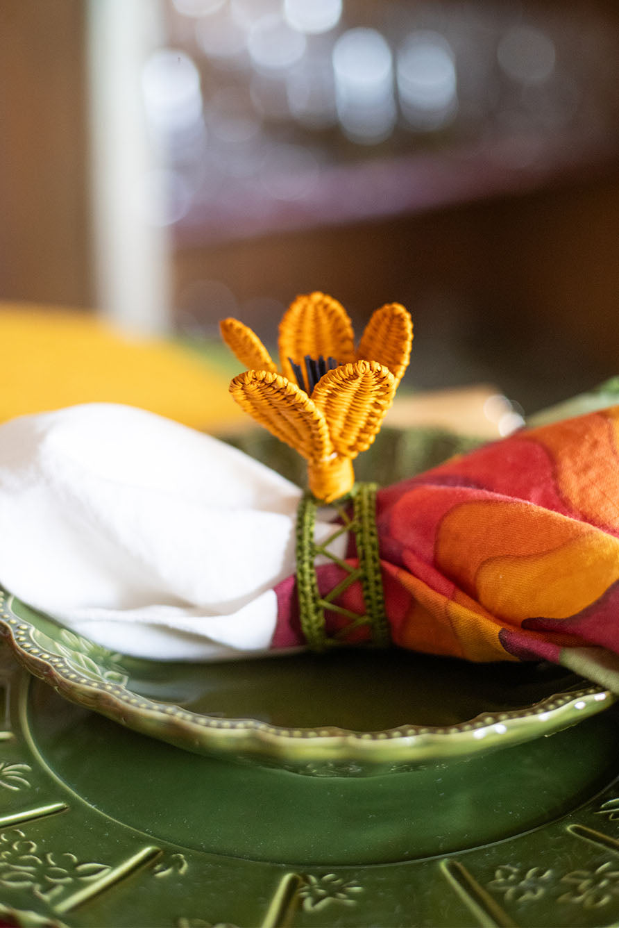'Table for Two' Square Linen Heart Tablecloth in Pink, Green, Yellow & Red, 165cm x 165cm