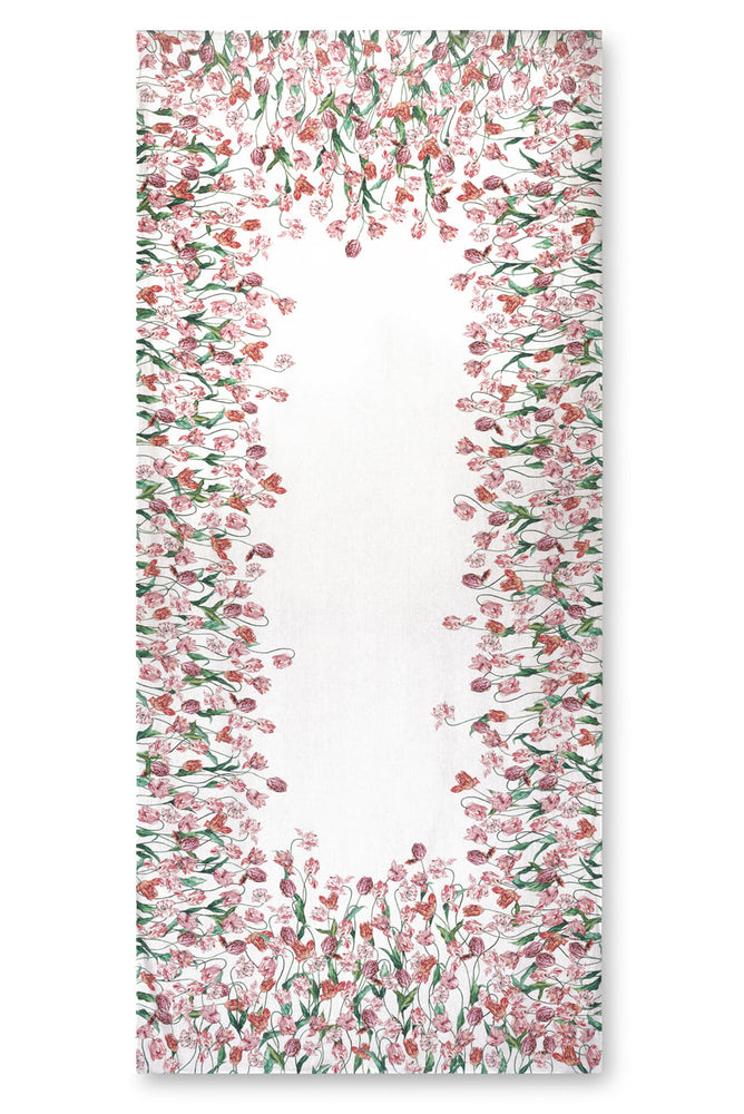 'Tulip' Linen Tablecloth in Red & Pink