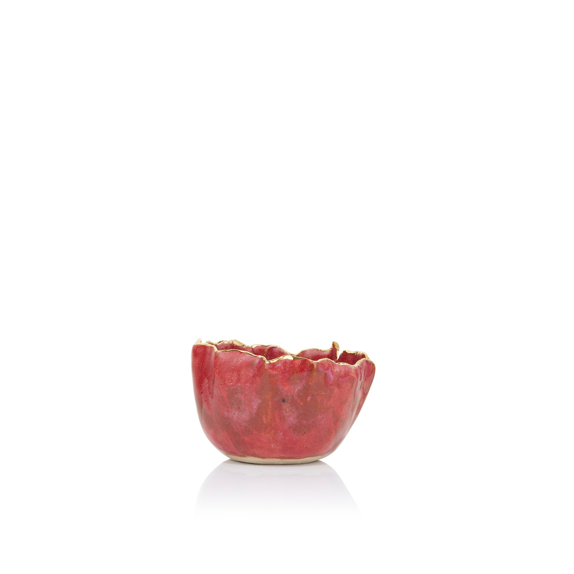 Gold Rim Burgundy Pinch Pot, 7cm