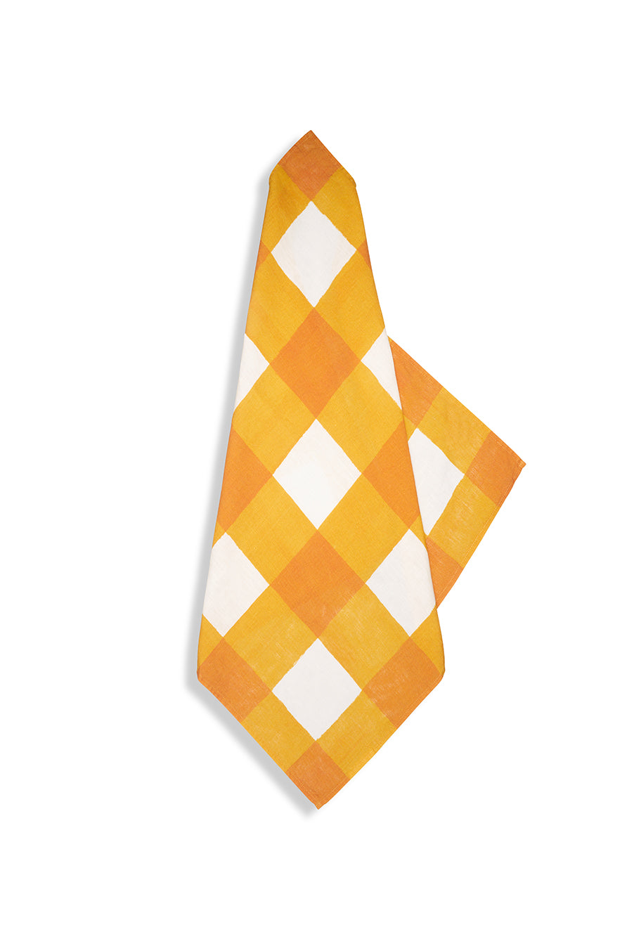 ‘Gingham’ Linen Napkin in Mustard Yellow