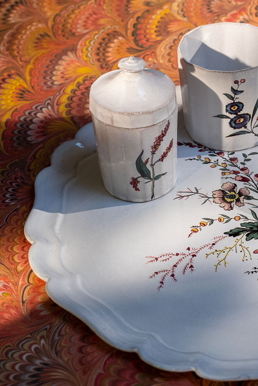 White Ceramic 'Bush Clover' Tray by Astier de Villatte, 38cm