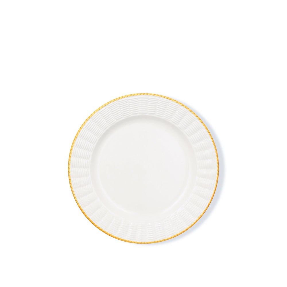 Rattan Effect Hand-Painted Amber Rim Dinner Plate, 27cm
