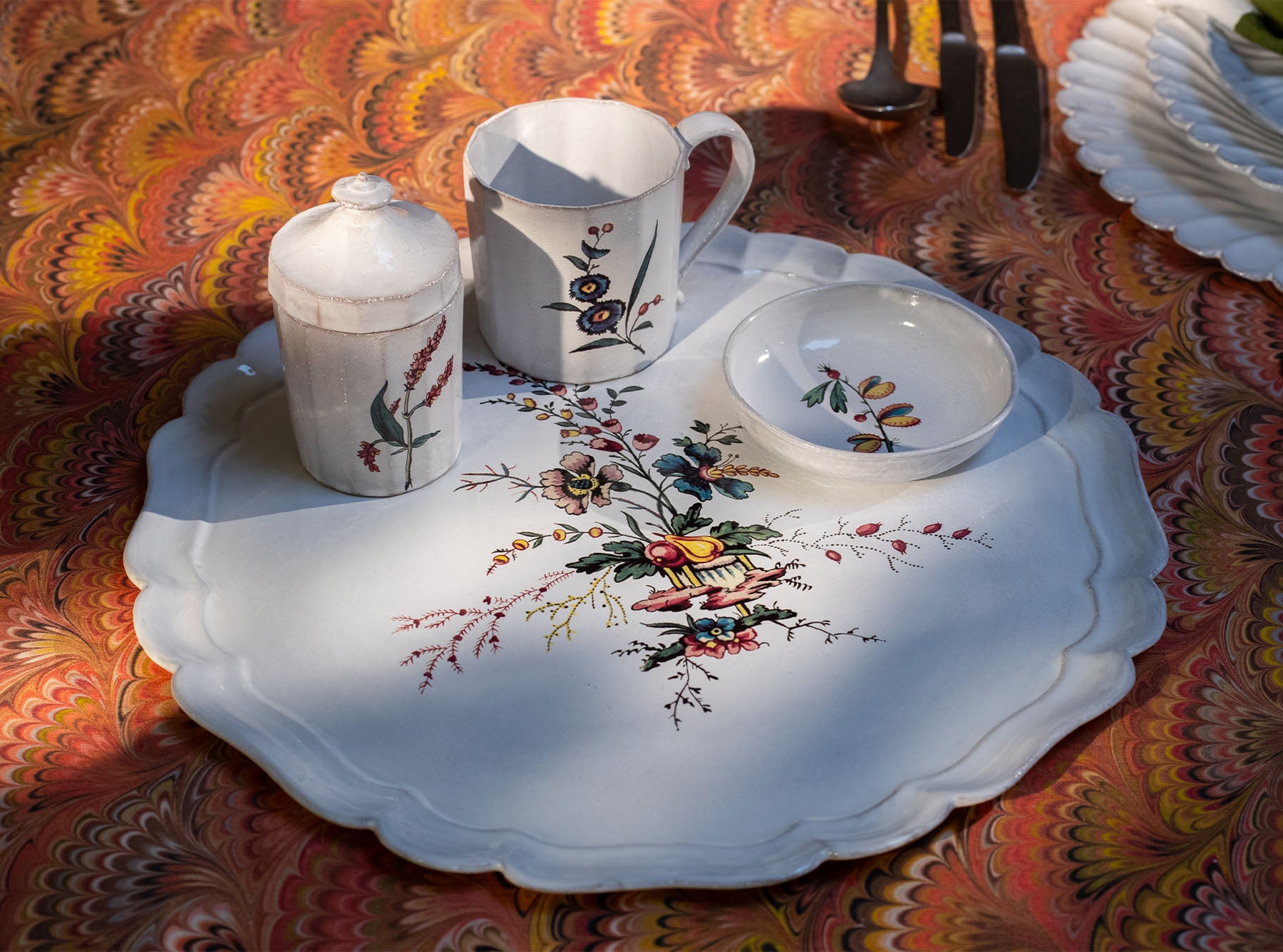 White Ceramic Bursting Heart Mug by Astier de Villatte, 11.5cm