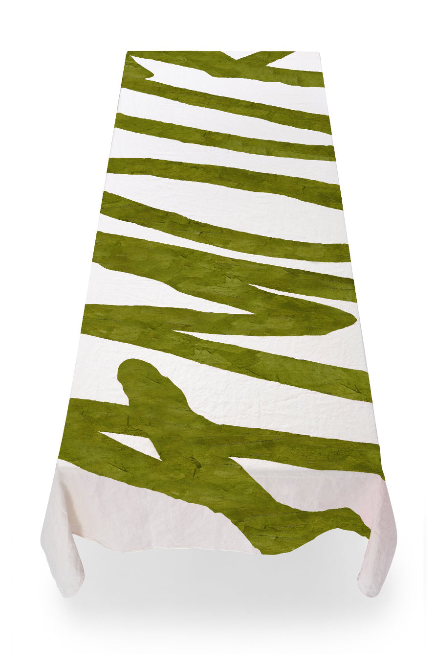 Bespoke Word Linen Tablecloth in Avocado Green