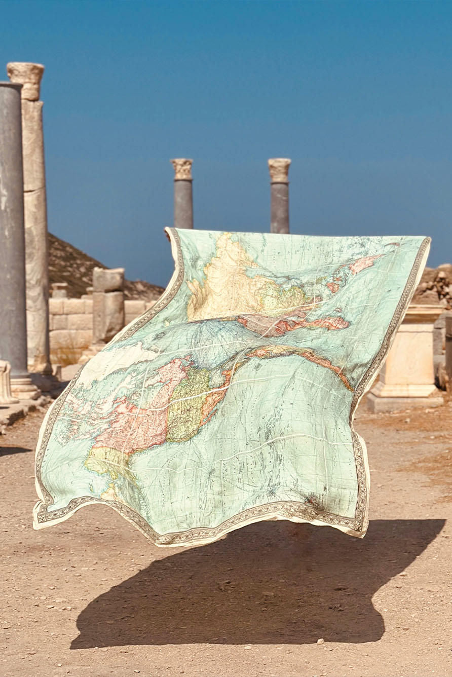 1914 Nautical World Map Linen Tablecloth