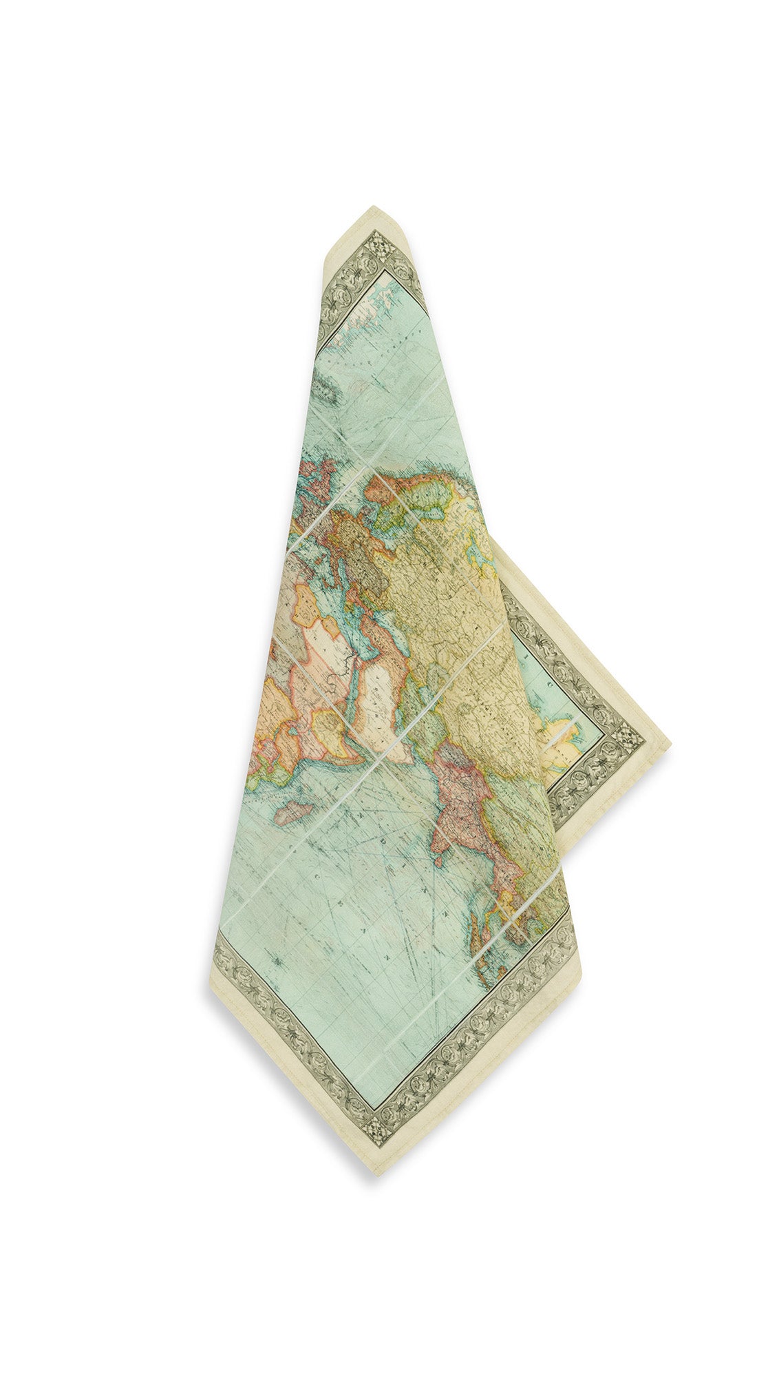 1914 Nautical World Map Linen Napkin, 50x50cm