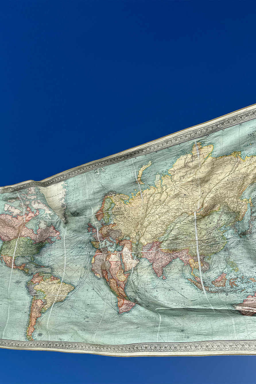 1914 Nautical World Map Linen Tablecloth