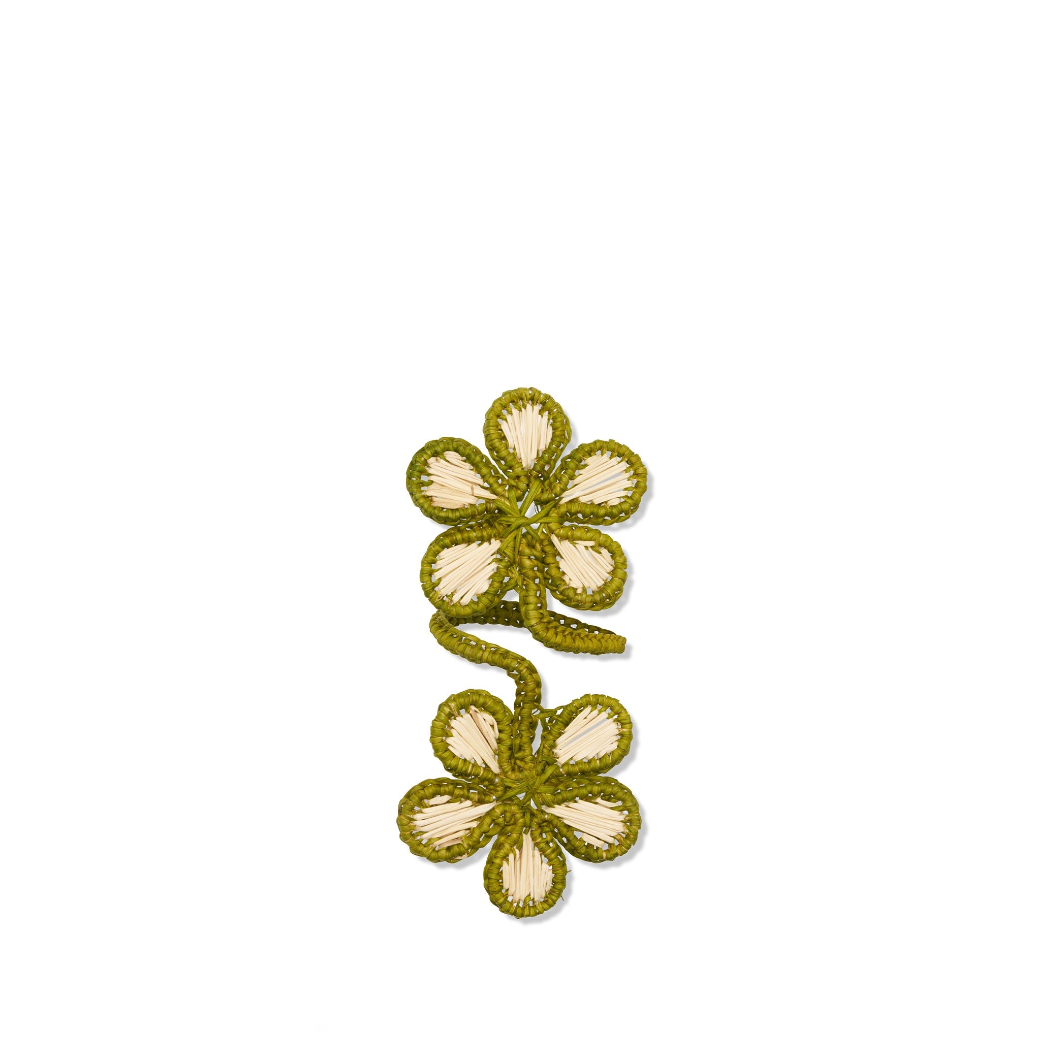 Wrapped Flowers Handwoven Straw Napkin Ring in Green