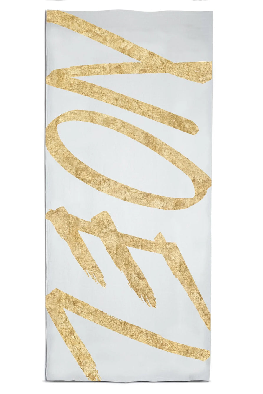 'Noel' Linen Tablecloth in Gold and White