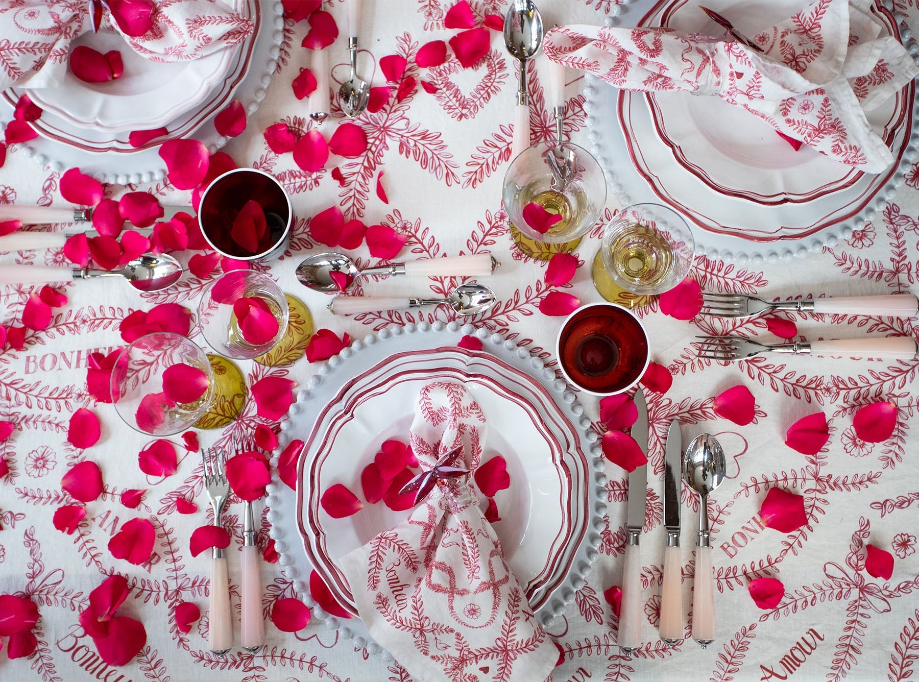 'Amour Bonheur' Linen Napkin, 50x50cm