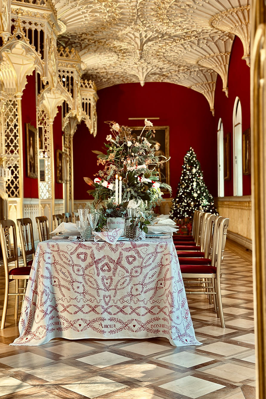 'Amour Bonheur' Linen Napkin, 50x50cm