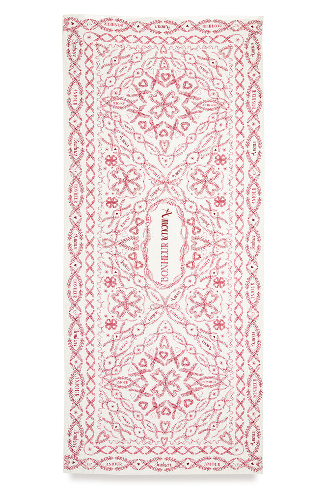 'Amour Bonheur' Linen Tablecloth