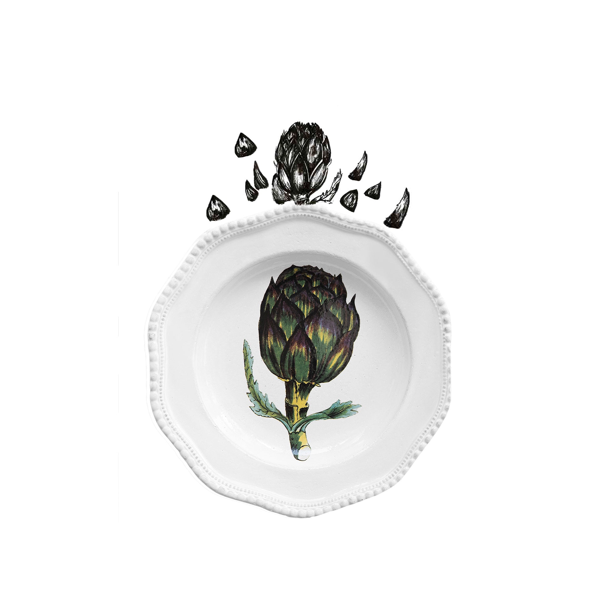 Artichoke Soup Plate by Astier de Villatte, 24cm
