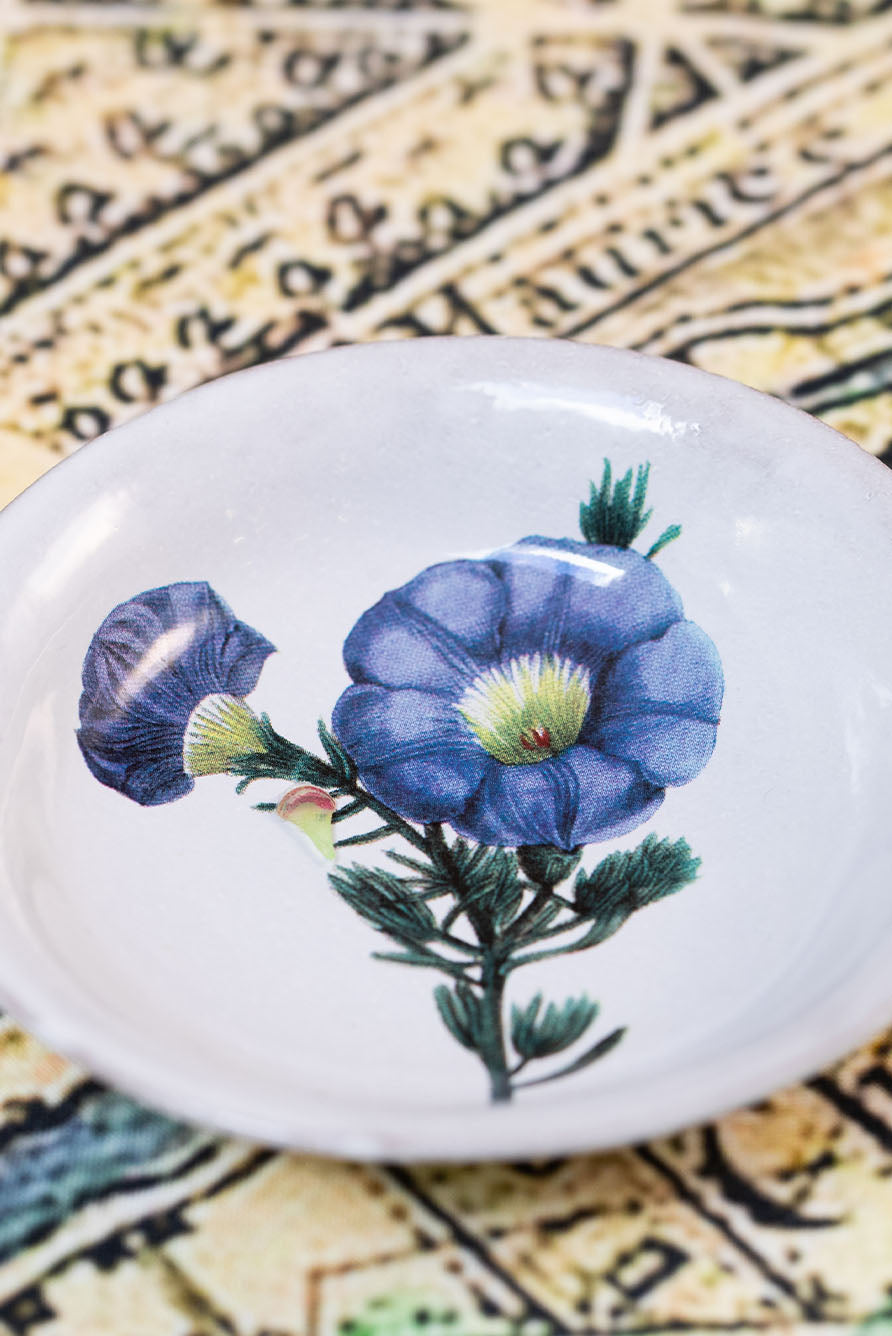 Campanule Blue Deep Saucer by Astier de Villatte, 11.5cm